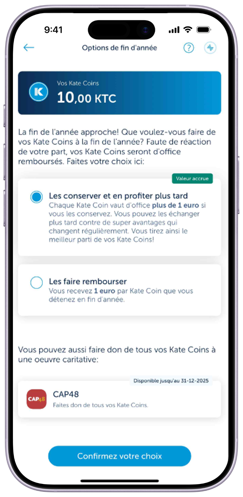 smartphone illustrant les options de fin d&#39;année