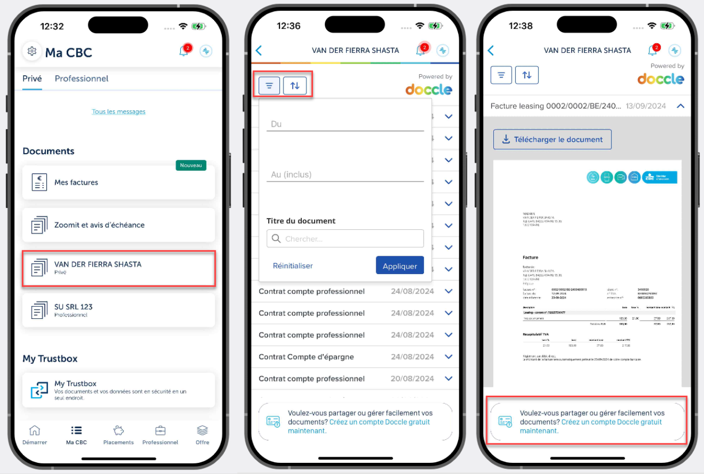 Documents dans Doccle