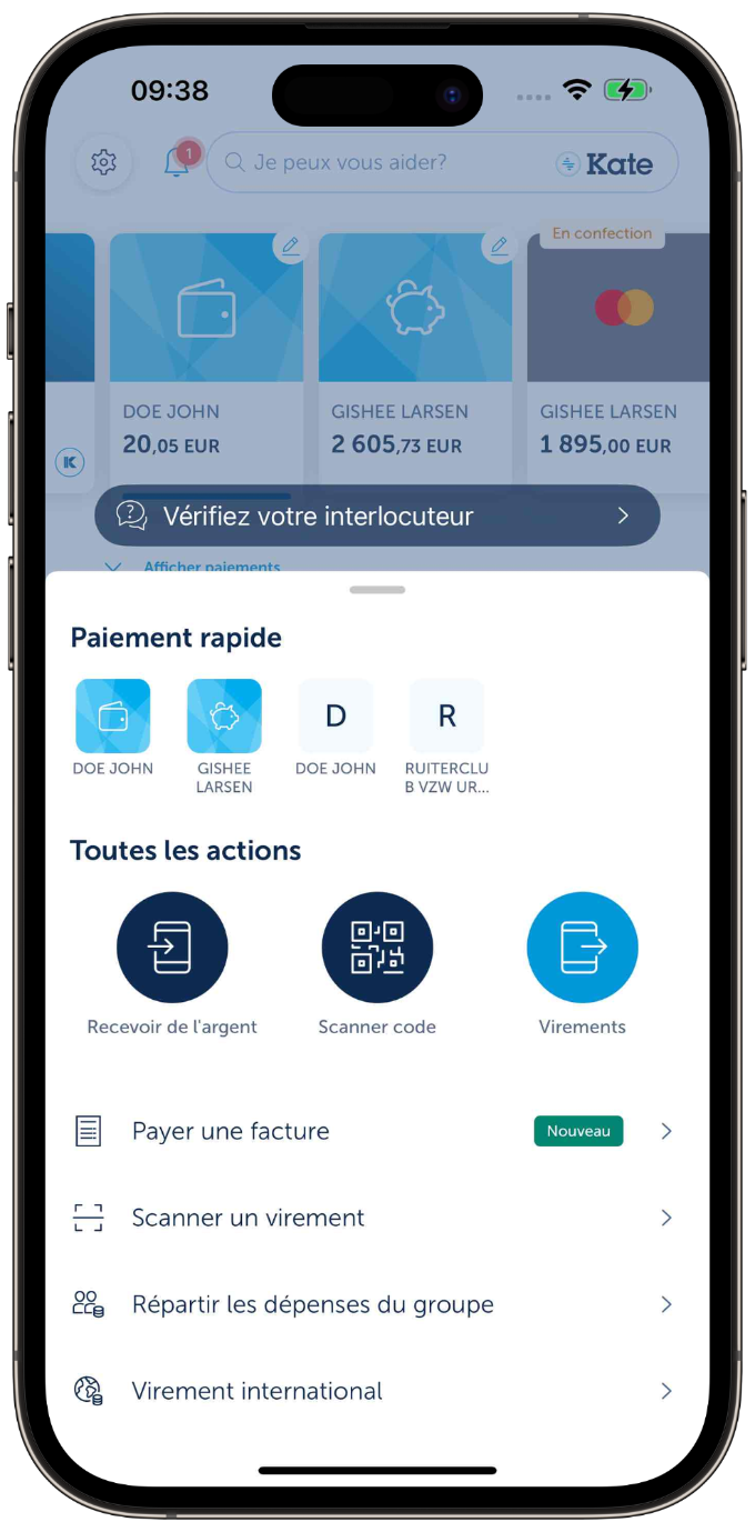 Tik in de app op de overschrijvingsknop op je startscherm en tik op 'Factuur scannen'.